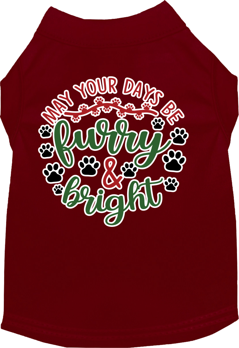 Furry and Bright Screen Print Dog Shirt Maroon Size XXXL